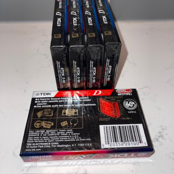 TDK D90 90 min Audio Cassette Tape IECI / Type I High Output New Sealed Lot of 5 - Picture 3 of 4